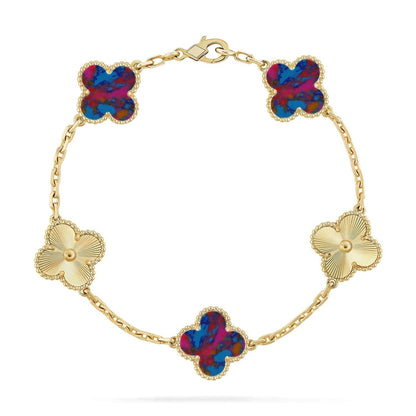 [Dawnora Jewelry]CLOVER 5 MOTIF COLOR GEMSTONES BRACELET COLLECTION