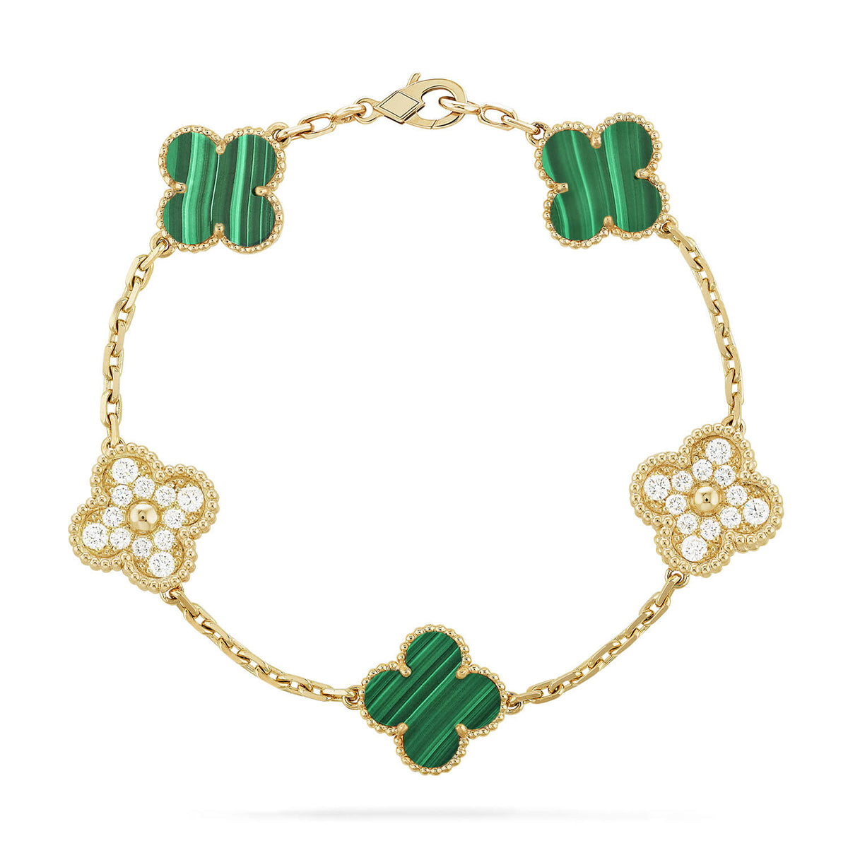 [Dawnora Jewelry] CLOVER 5 MOTIF MALACHITE BRACELET COLLECTION