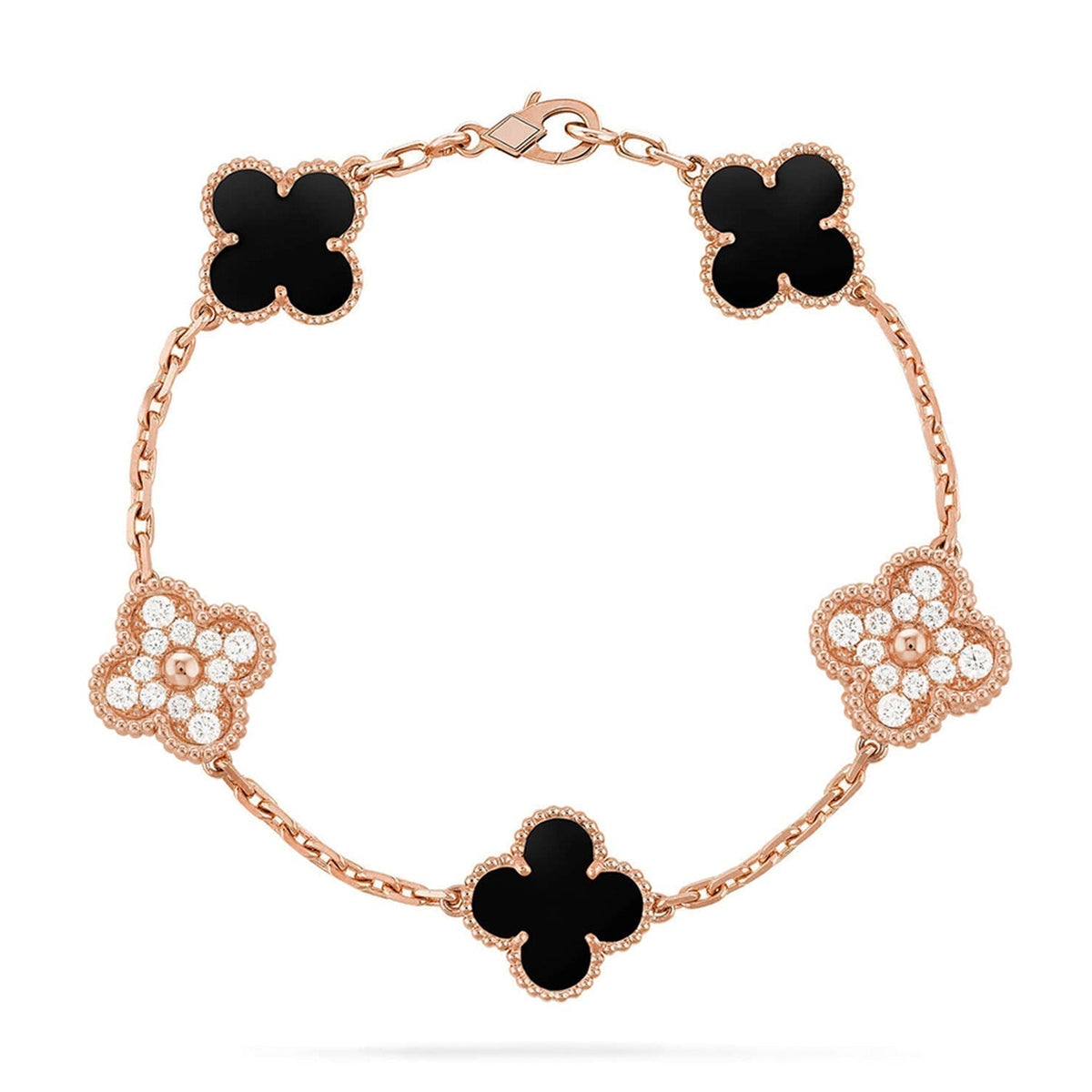 [Dawnora Jewelry] CLOVER 5 MOTIF ONYXS BRACELET COLLECTION