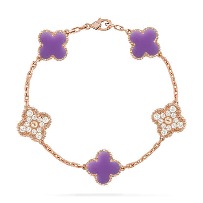 [Dawnora Jewelry]CLOVER 5 MOTIF LIGHT PURPLE BRACELET COLLECTION