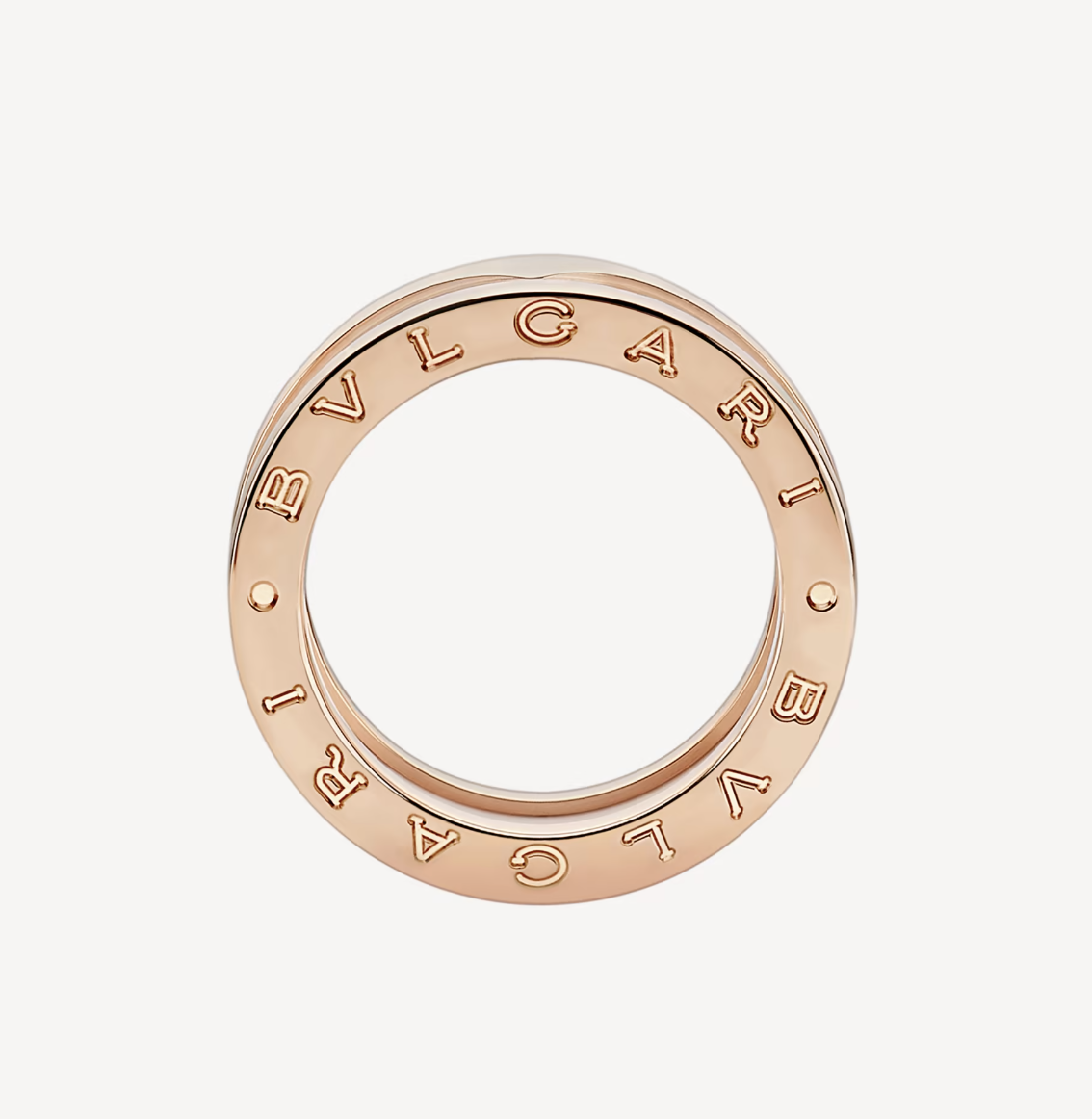 [Dawnora Jewelry]ZERO 1 TWO-BAND LOOPS AND WHITE CERAMIC SPIRAL PINK GOLD RING