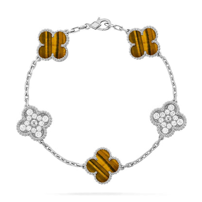 [Dawnora Jewelry] CLOVER 5 MOTIFS TIGER EYE BRACELET COLLECTION