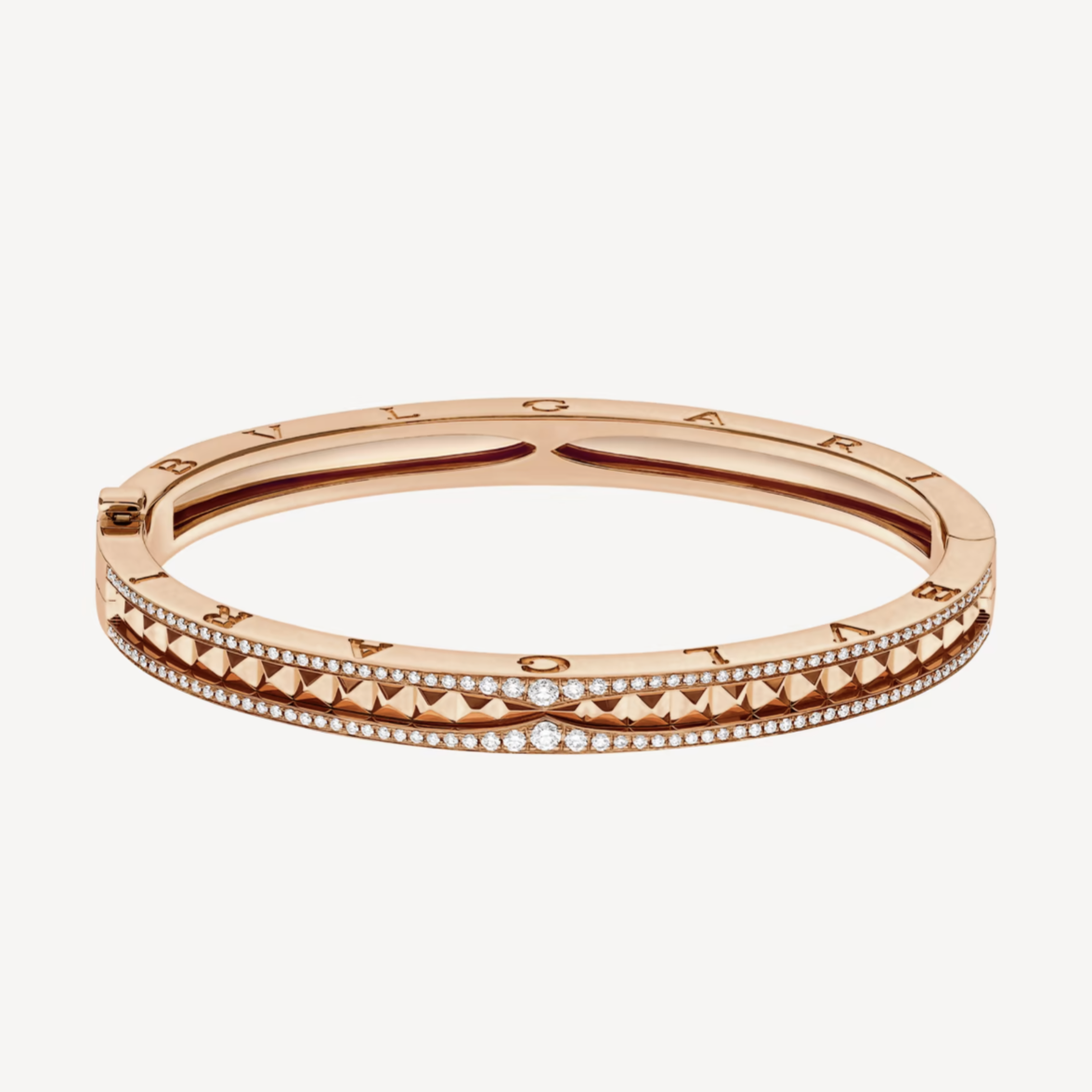 [Dawnora Jewelry]ZERO 1 SPIRAL AND PAVED DIAMOND PINK GOLD BRACELET