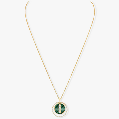 [Dawnora Jewelry]LUCKY MOVE 3 DIAMOND MALACHITE GOLD DIAMOND NECKLACE