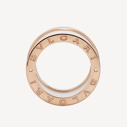 [Dawnora Jewelry]ZERO 1 FOUR-BAND LOOPS AND WHITE CERAMIC SPIRAL PINK GOLD RING
