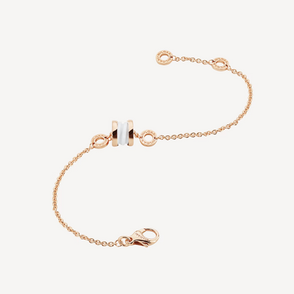 [Dawnora Jewelry]ZERO 1 SOFT PINK GOLD AND WHITE CERAMIC BRACELET
