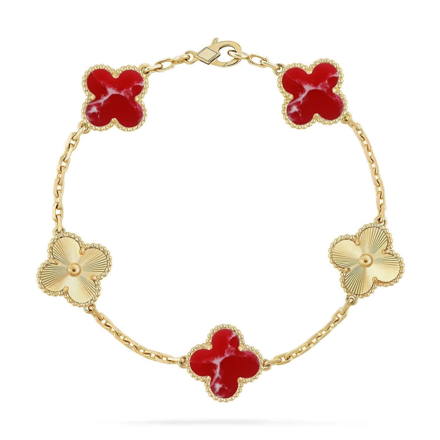 [Dawnora Jewelry]CLOVER 5 MOTIF RED PATTERN BRACELET COLLECTION