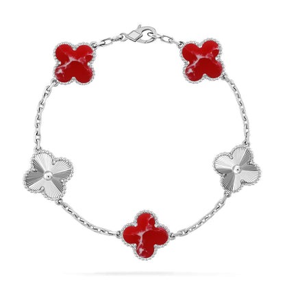 [Dawnora Jewelry]CLOVER 5 MOTIF RED PATTERN BRACELET COLLECTION