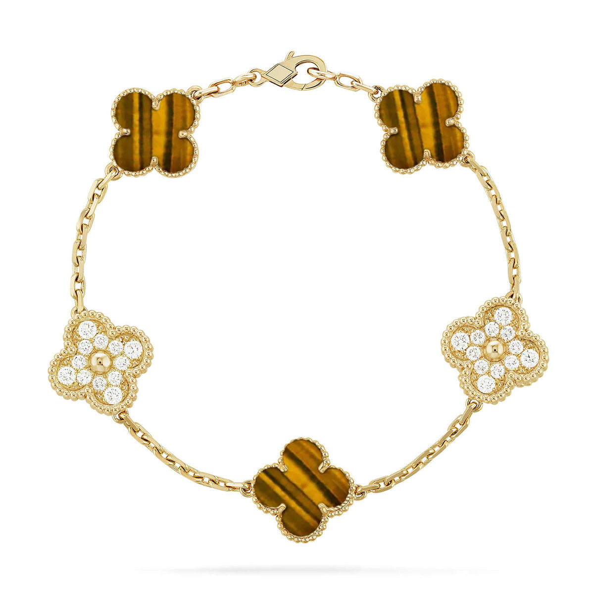 [Dawnora Jewelry] CLOVER 5 MOTIFS TIGER EYE BRACELET COLLECTION