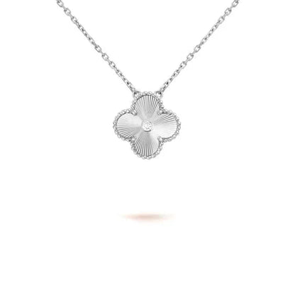 [Dawnora Jewelry]CLOVER  15MM DIAMOND LASER NECKLACE SILVER