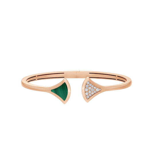 [Dawnora Jewelry]DREAM BRACELET OPEN MALACHITE PINK GOLD