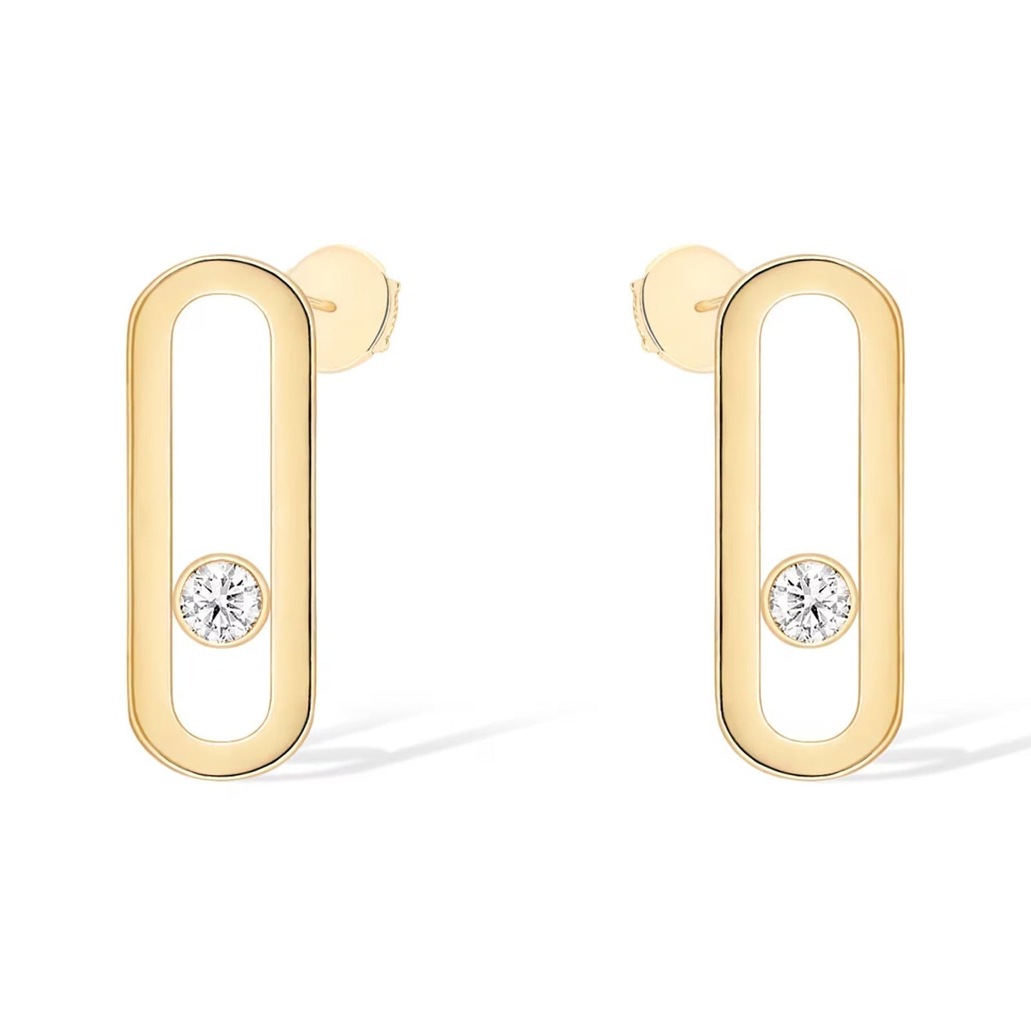 [Dawnora Jewelry]MOVE UNO SMALL 1 DIAMOND EARRINGS