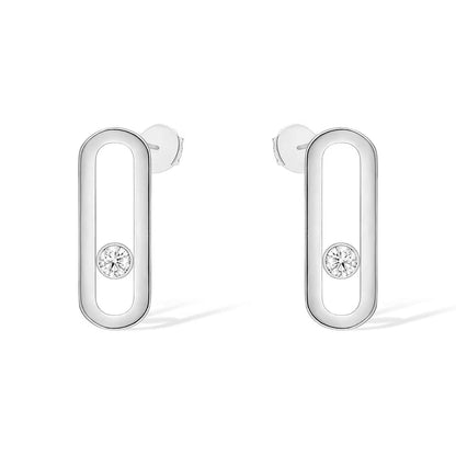 [Dawnora Jewelry]MOVE UNO SMALL 1 DIAMOND EARRINGS