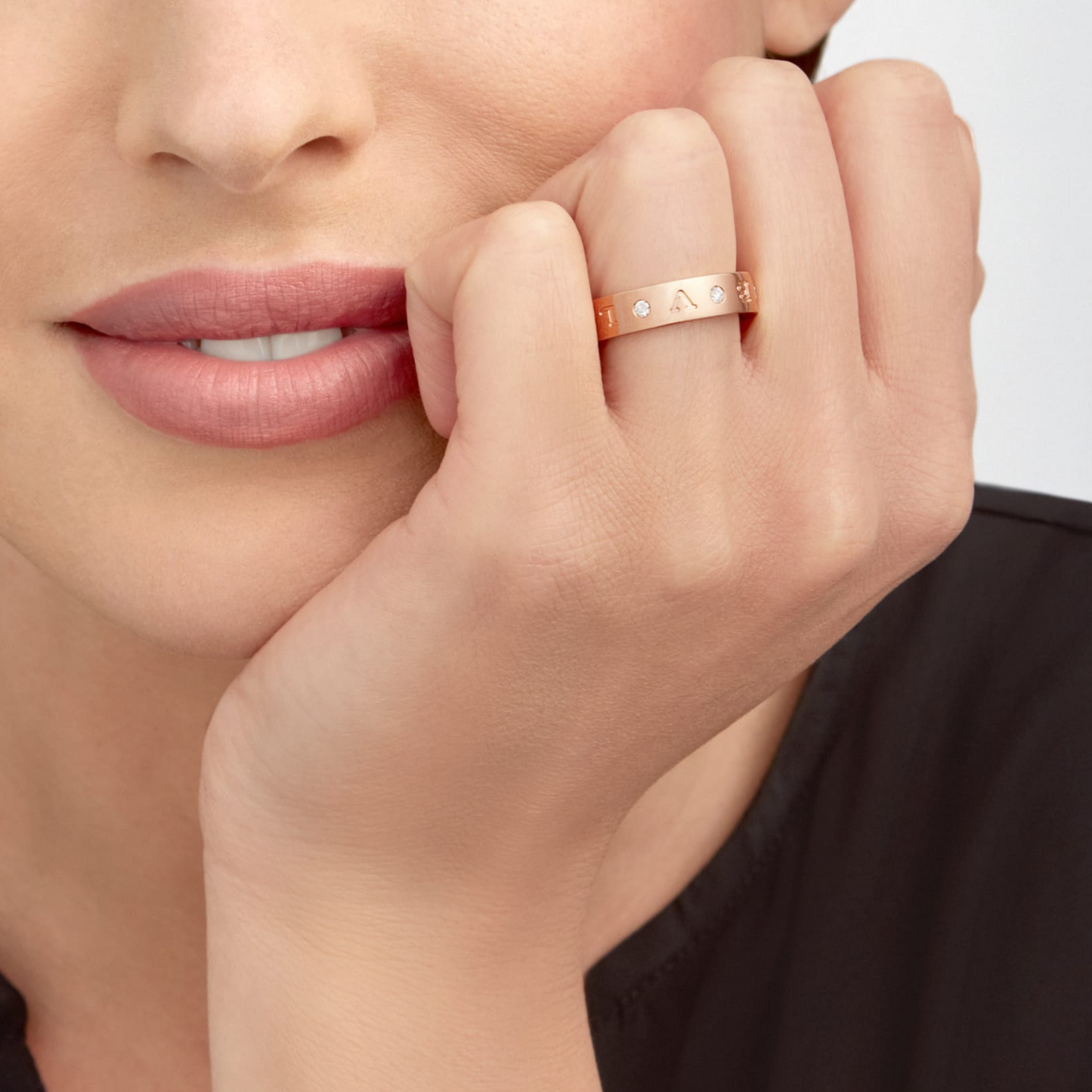 [Dawnora Jewelry]ZERO 1 ESSENTIAL PINK GOLD BAND WITH DIAMONDS RING