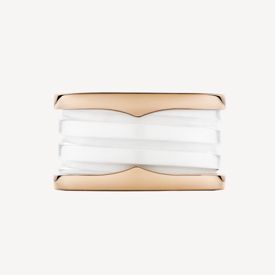 [Dawnora Jewelry]ZERO 1 FOUR-BAND LOOPS AND WHITE CERAMIC SPIRAL PINK GOLD RING