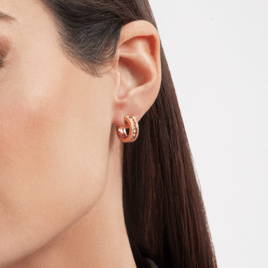 [Dawnora Jewelry]ZERO 1 ROCK GOLD EARRINGS WITH STUDDED SPIRAL AND PAVED DIAMONDS