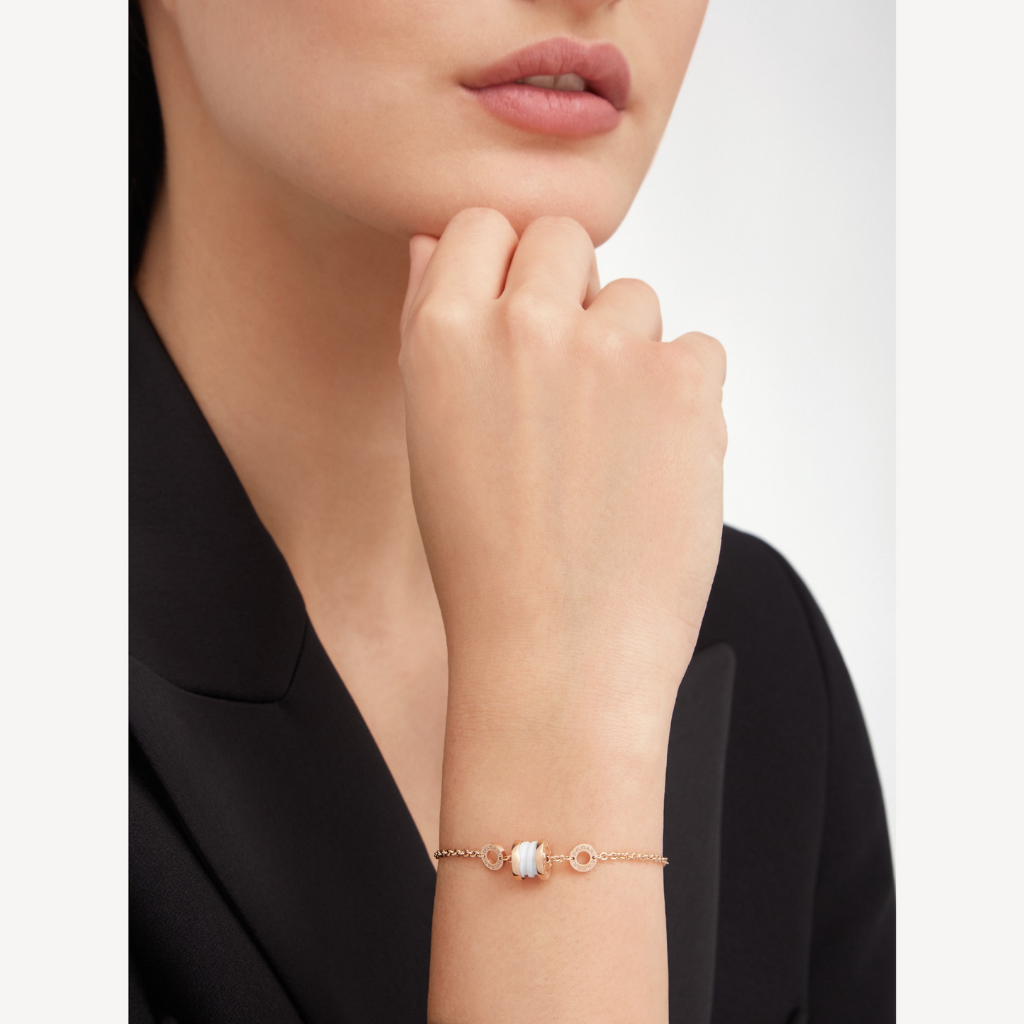 [Dawnora Jewelry]ZERO 1 SOFT PINK GOLD AND WHITE CERAMIC BRACELET