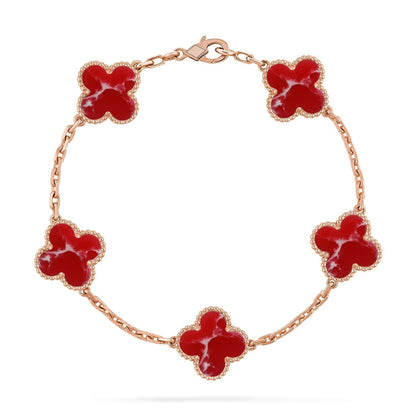 [Dawnora Jewelry]CLOVER 5 MOTIF RED PATTERN BRACELET COLLECTION