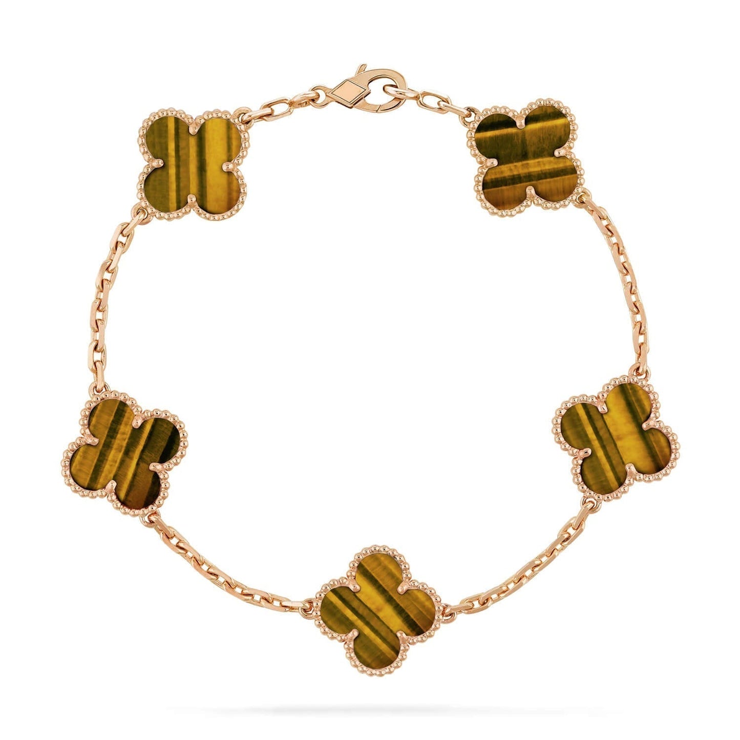 [Dawnora Jewelry] CLOVER 5 MOTIFS TIGER EYE BRACELET COLLECTION