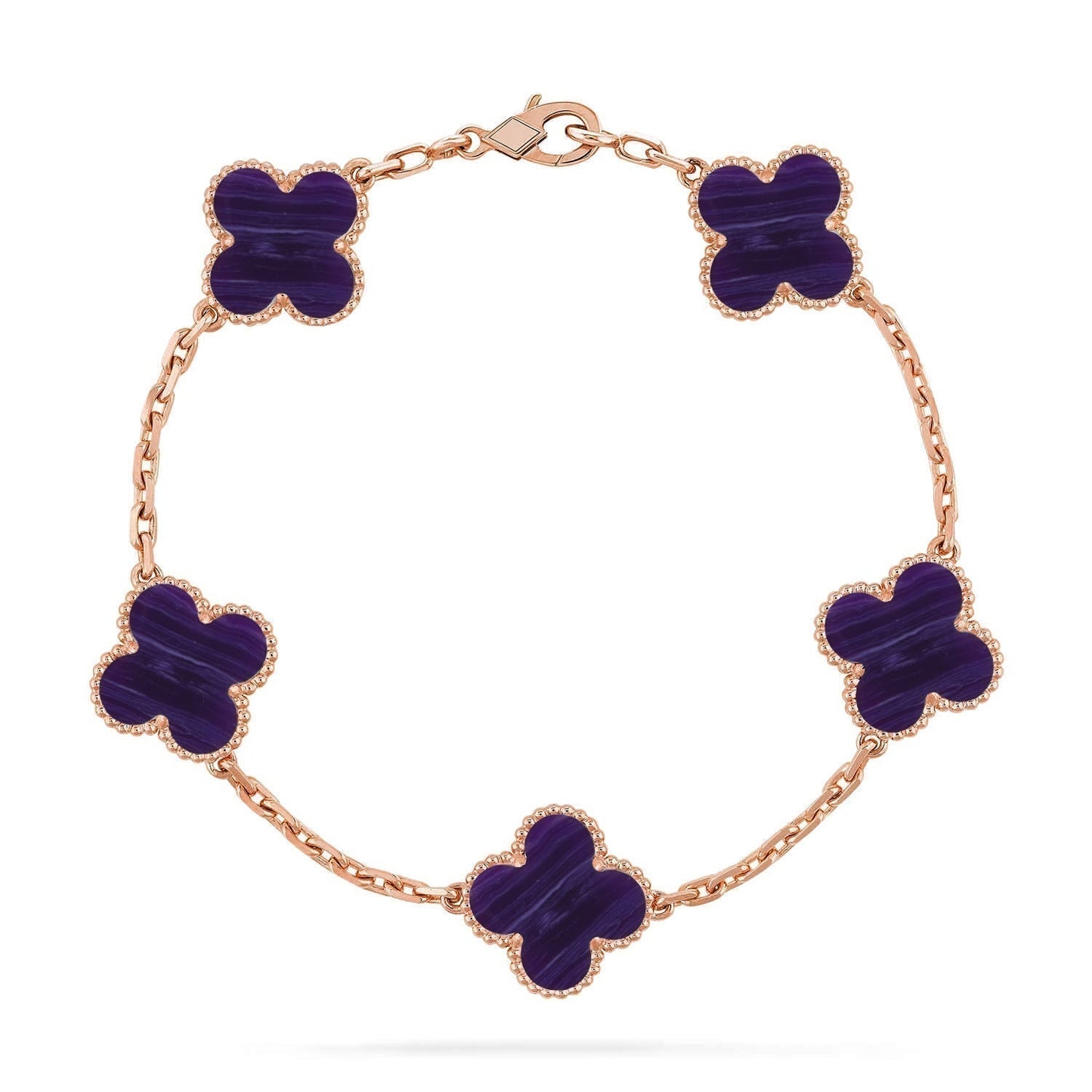 [Dawnora Jewelry]CLOVER 5 MOTIF PURPLE STRIPES BRACELET COLLECTION