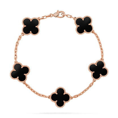 [Dawnora Jewelry] CLOVER 5 MOTIF ONYXS BRACELET COLLECTION
