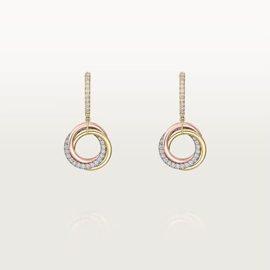 [Dawnora Jewelry]TRINITY HALF DIAMOND  EARRINGS