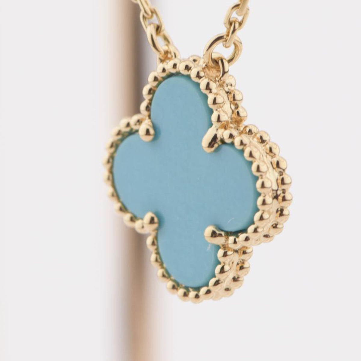 [Dawnora Jewelry]CLOVER 15MM VINTAGE TURQUOISE NECKLACE