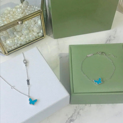 [Dawnora Jewelry]BUTTERFLY TURQUOISE BUTTERFLY BRACELET SILVER