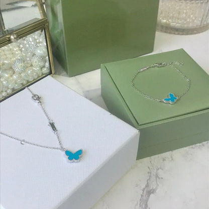 [Dawnora Jewelry]BUTTERFLY TURQUOISE BUTTERFLY BRACELET SILVER