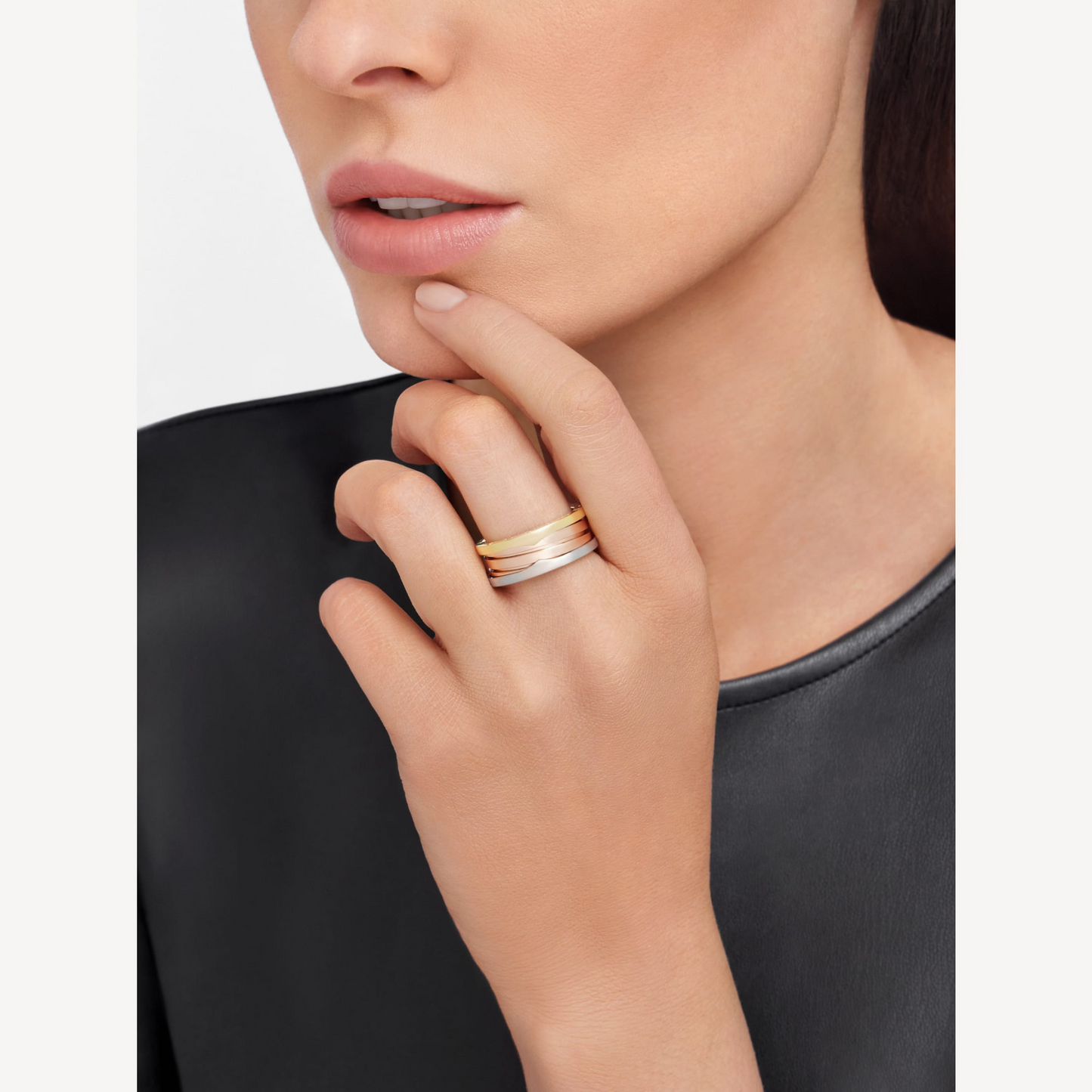 [Dawnora Jewelry]ZERO 1 THREE-BAND ROSE WHITE AND YELLOW RING