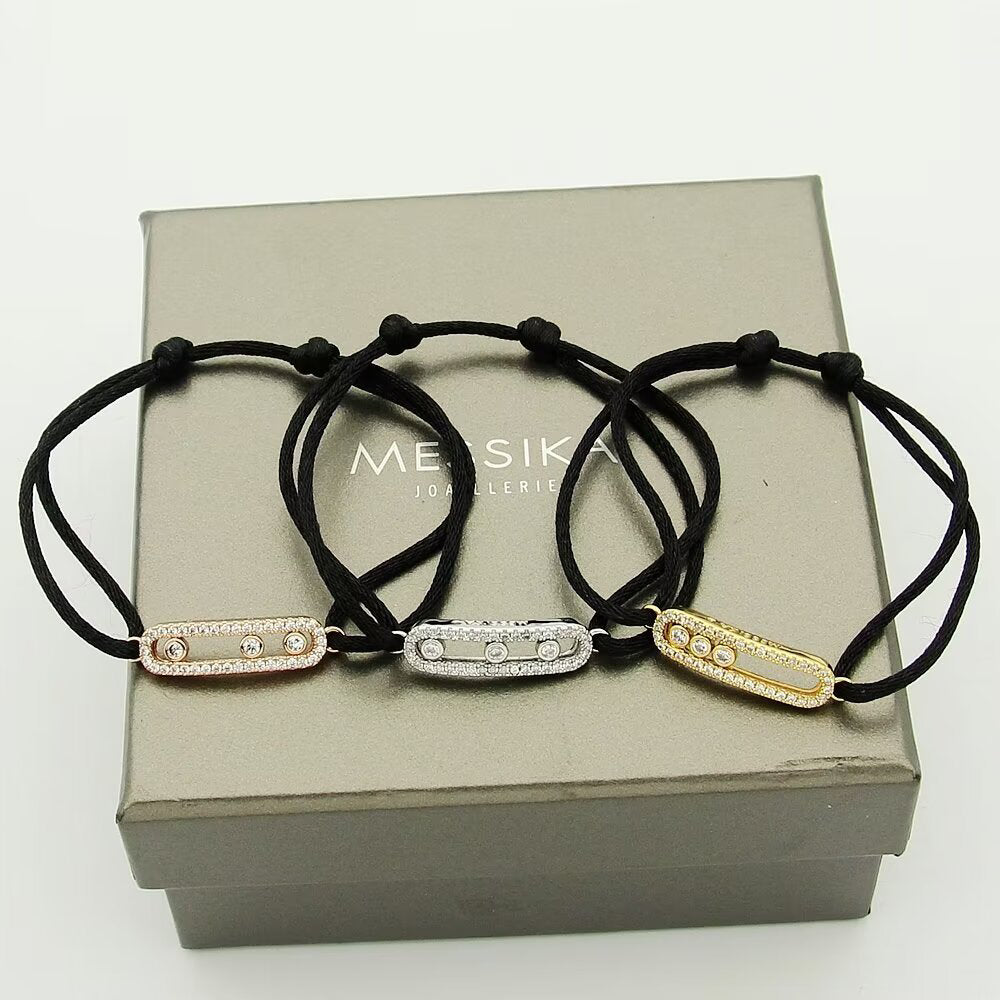 [Dawnora Jewelry]Care(Medium-3.5mm) pink cord pavé bracelet