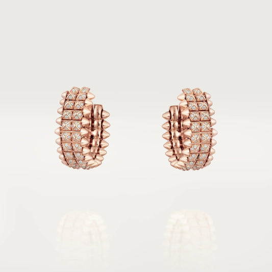 [Dawnora Jewelry]CLASH 9.2MM FULL DIAMOND DOUBLE ROW EARRINGS
