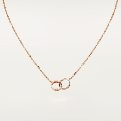 [Dawnora Jewelry]LOVE DOUBLE RING HALF DIAMOND NECKLACE