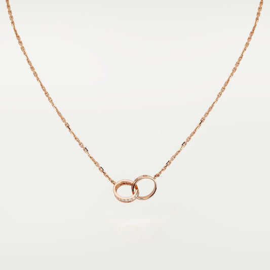 [Dawnora Jewelry]LOVE DOUBLE RING HALF DIAMOND NECKLACE