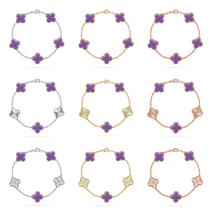 [Dawnora Jewelry]CLOVER 5 MOTIF LIGHT PURPLE BRACELET COLLECTION