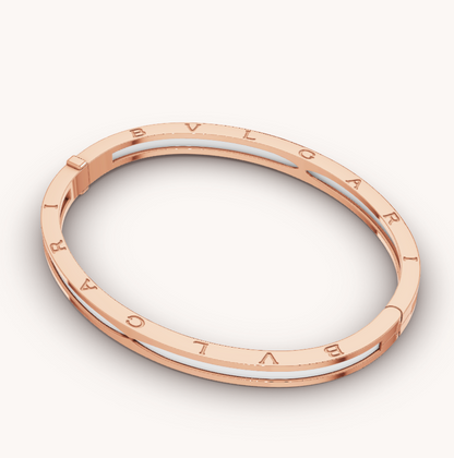 [Dawnora Jewelry]ZERO 1 PINK GOLD WITH WHITE CERAMIC BRACELET