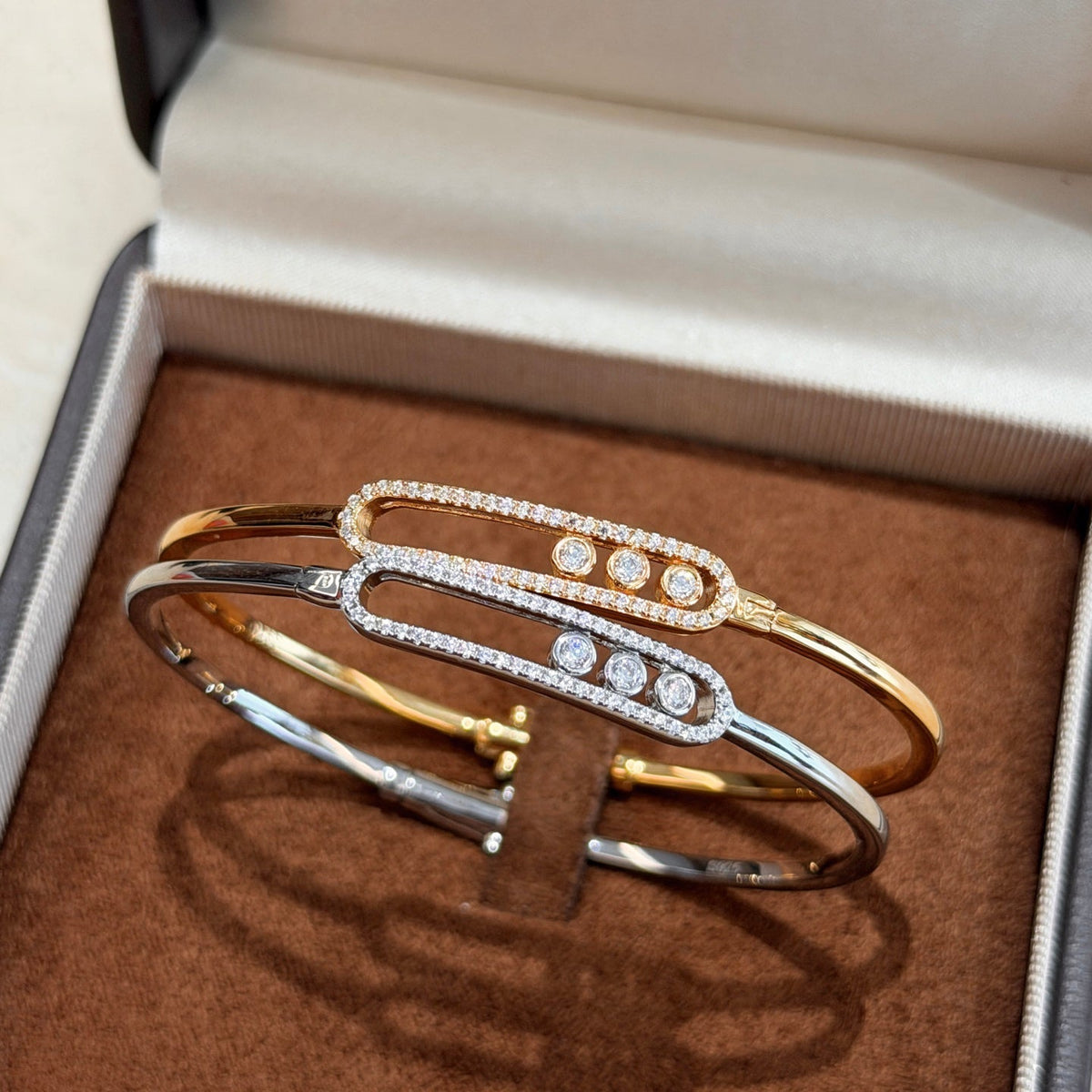 [Dawnora Jewelry]Move Pavé Diamond Bangle Bracelet M