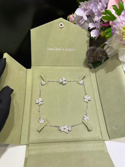 [Dawnora Jewelry]CLOVER 10 MOTIFS  FULL DIAMOND NECKLACE