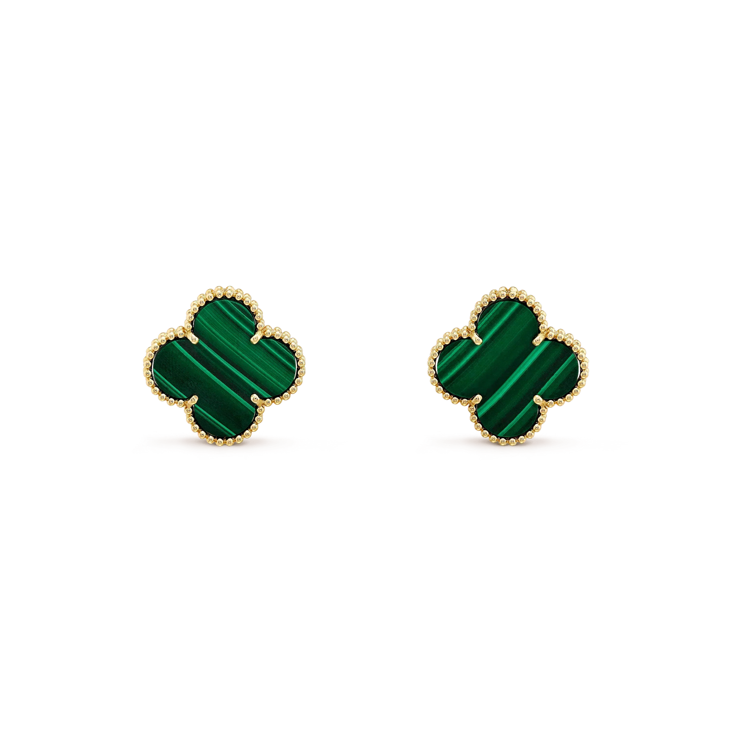 [Dawnora Jewelry]CLOVER MINI 9.5MM MALACHITE  EARRINGS
