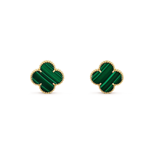 [Dawnora Jewelry]CLOVER MINI 9.5MM MALACHITE  EARRINGS