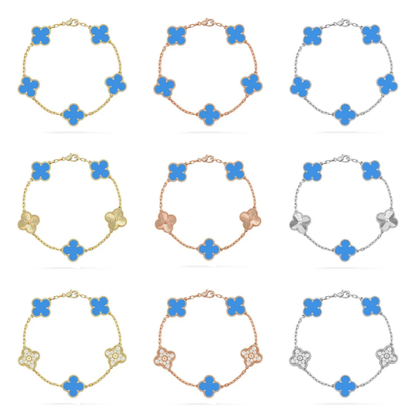 [Dawnora Jewelry] CLOVER 5 MOTIF BLUE AGATE BRACELET COLLECTION