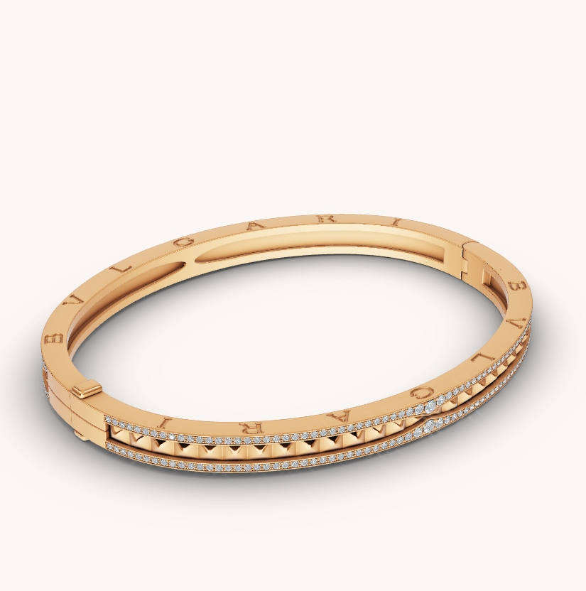 [Dawnora Jewelry]ZERO 1 SPIRAL AND PAVED DIAMOND GOLD BRACELET