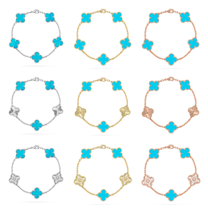 [Dawnora Jewelry] CLOVER 5 MOTIF TURQUOISE BRACELET COLLECTION