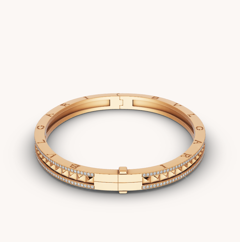 [Dawnora Jewelry]ZERO 1 SPIRAL AND PAVED DIAMOND GOLD BRACELET