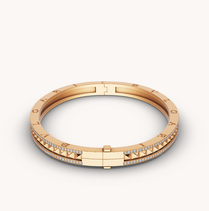 [Dawnora Jewelry]ZERO 1 SPIRAL AND PAVED DIAMOND GOLD BRACELET
