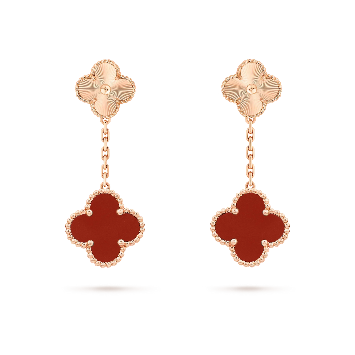 [Dawnora Jewelry]CLOVER 2 MOTIF  LASER CARNELIAN EARRINGS