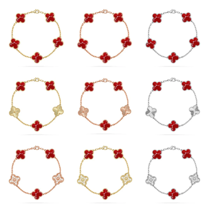 [Dawnora Jewelry]CLOVER 5 MOTIF RED PATTERN BRACELET COLLECTION