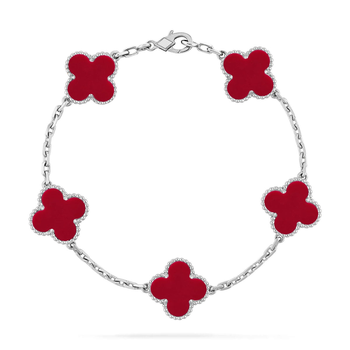 [Dawnora Jewelry] CLOVER 5 MOTIF RED CORNELIAN BRACELET COLLECTION
