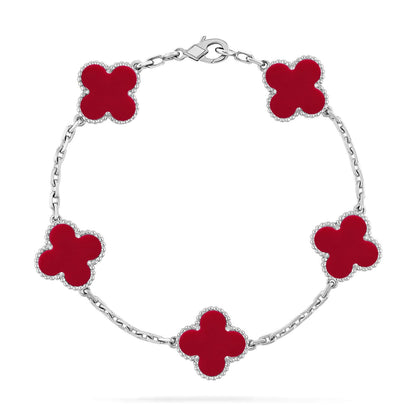 [Dawnora Jewelry] CLOVER 5 MOTIF RED CORNELIAN BRACELET COLLECTION