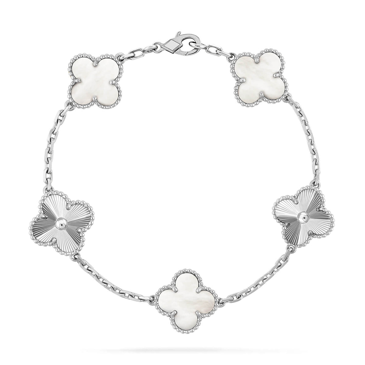 [Dawnora Jewelry]CLOVER WHITE PEARL MOP 5 MOTIF BRACELET COLLECTION
